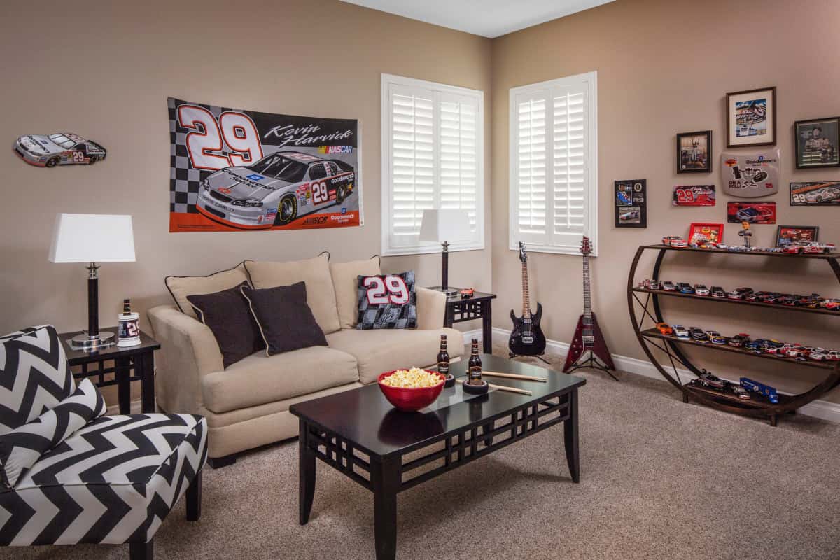 Philadelphia man cave with shutters